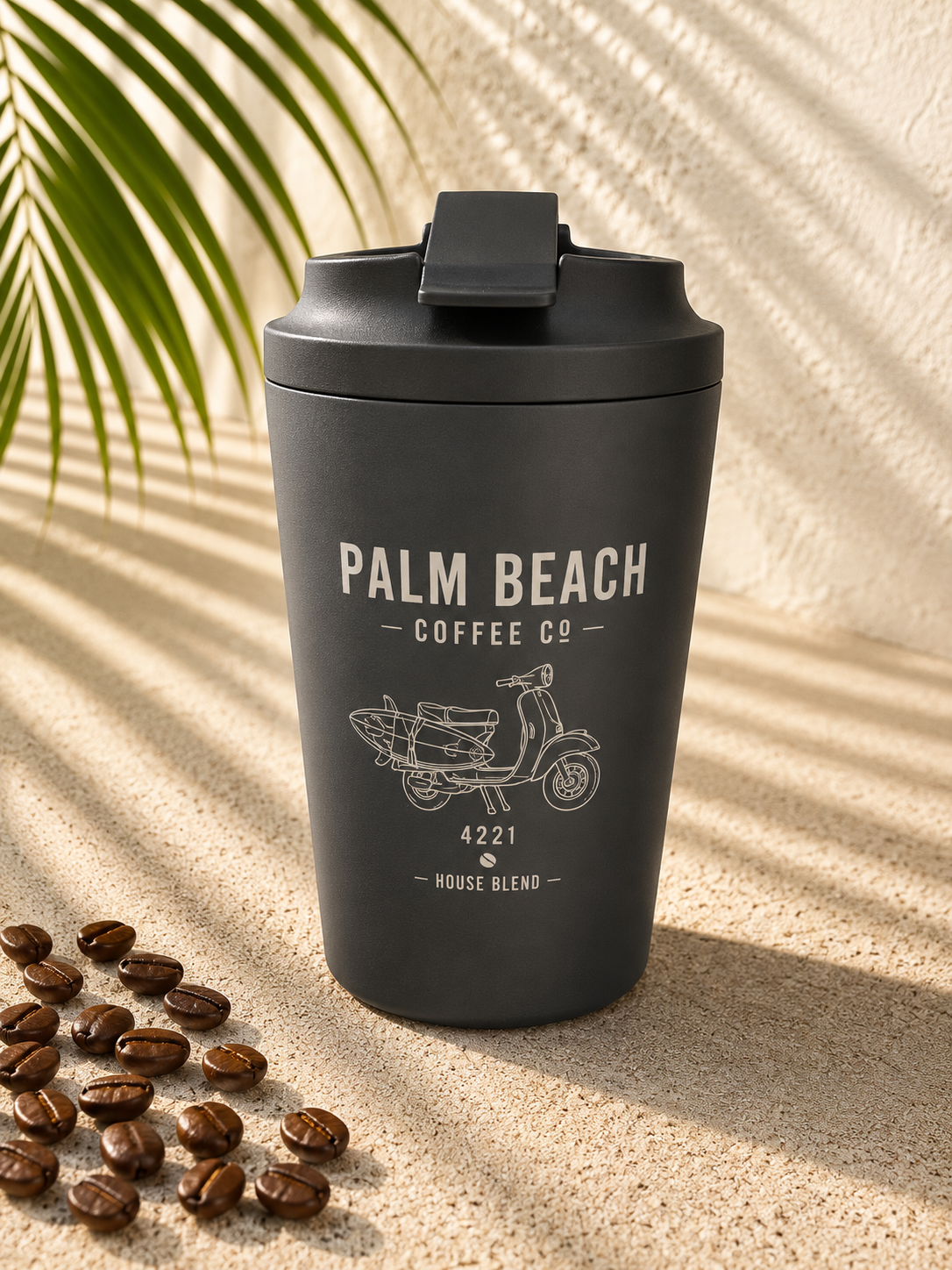 Palm Beach Coffee Co Reusable Cup              CERAMIC                              Coal - 8oz