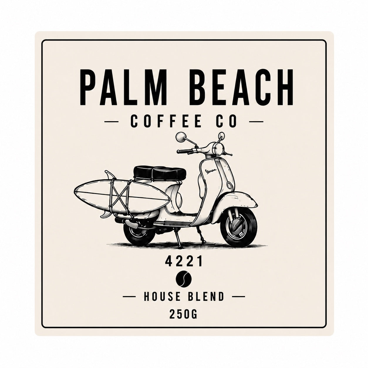 Palm Beach Coffee Co House Blend 250 g label